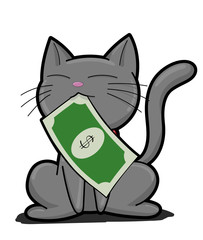 Cat logo illustration on white background.