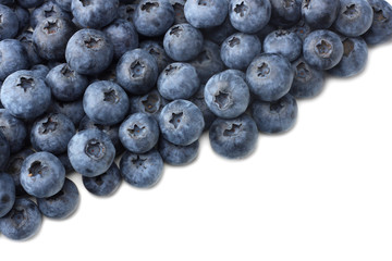 healthy background. blueberries isolated on white background. top view
