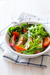 Freah vegetables and grilled chicken salad