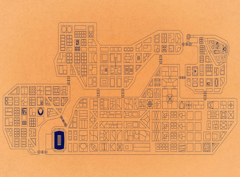 City Concept - Retro Architect Blueprint