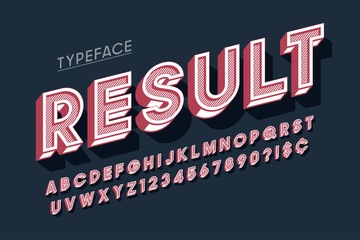 Vitage 3d display font design, alphabet, letters