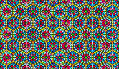 Indian, persian seamless geometric hexagonal mosaic ornament