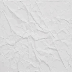 White wrinkled paper texture, abstract vector background