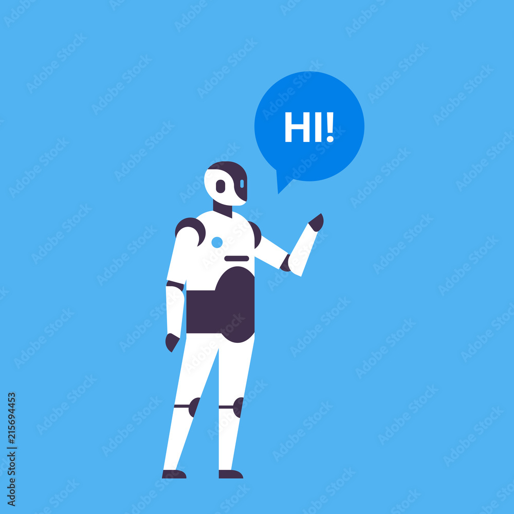 Poster bot helper chatbot personal assistant chat bubble communication robot character artificial intellige
