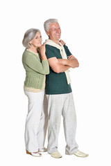 portrait of  senior couple embracing  isolated