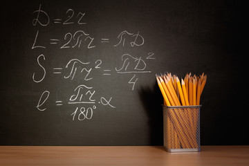 Education concept - the desk in the auditorium