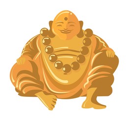 golden smiling budha japanese zen monk budai