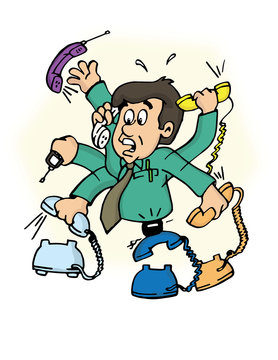 Hombre respondiendo llamadas telef&oacute;nicas