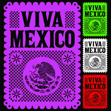 Viva Mexico mexican holiday vector poster, street decoration illustration.