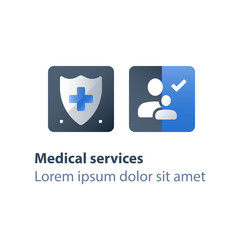 Family insurance program and medical services, health care concept, vector icon
