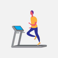 man running treadmill cartoon character sport male activities isolated keep fit healthy lifestyle motivation concept full length flat vector illustration