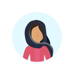 arab woman avatar isolated faceless female cartoon character portrait flat vector illustration