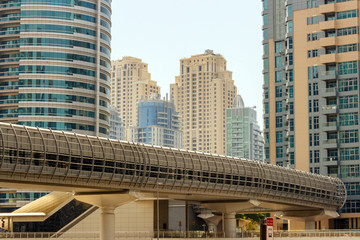 Dubai, United Arab Emirates, May 1, 2018: Architecture of the city of Dubai.