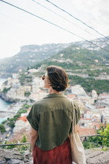Fototapeta na wymiar girl travel in Italy Positano Minori