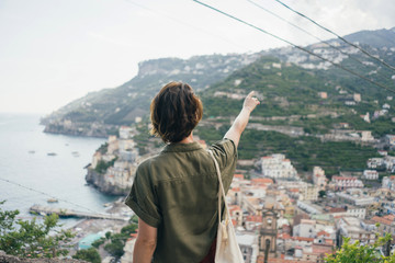 Naklejka premium girl travel in Italy Positano Minori