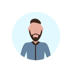 brunette man avatar isolated faceless beard male cartoon character portrait flat vector illustration