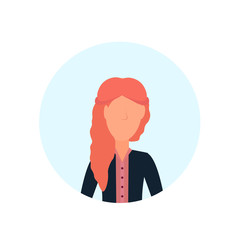 redhead woman avatar isolated faceless female cartoon character portrait flat vector illustration