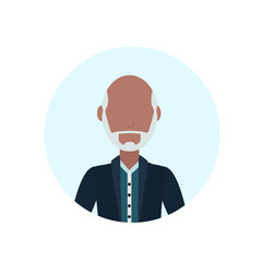 asian old man beard mustache avatar isolated faceless male cartoon character portrait flat vector illustration