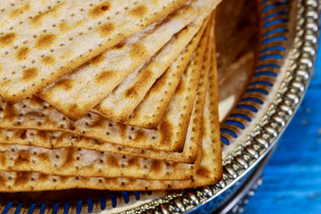 Jewish matza on Passover unleavened bread