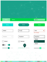 Light Green vector ui kit in polygonal style with circles.