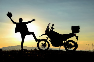 Fototapeta na wymiar motorcycle travel achievements and Stories