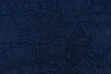 Natural blue leather texture. Abstract background, empty template.
