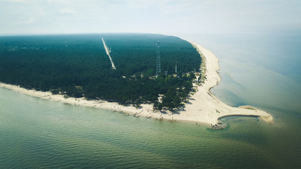 Aerial view of cape Kolka, Baltic sea, Latvia