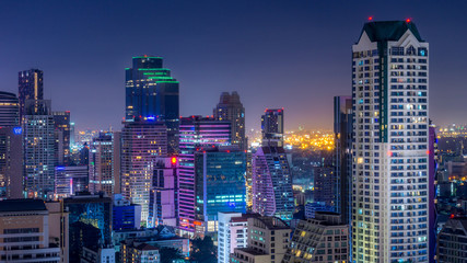 Downtown Silom financial district at night from the 38th floor of the State Tower, Bangkok