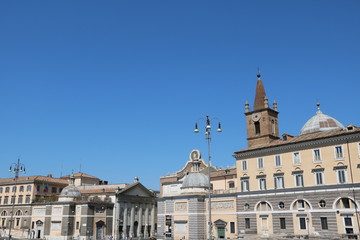 Obraz premium Piazza del Popolo and Santa Maria del Popolo in Rome, Italy