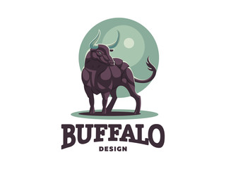 A muscular bull with large horns.