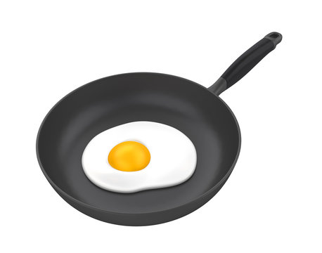 Frying Pan with Egg Isolated