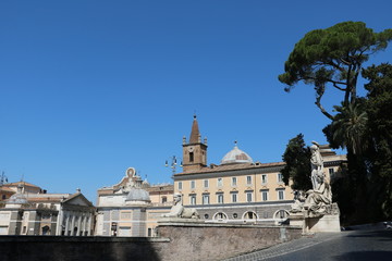 Fototapeta na wymiar Santa Maria del Popolo at Piazza del Popolo in Rome, Italy