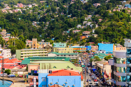 St Lucia Caribbean December 2017 View Over The Downtown - 