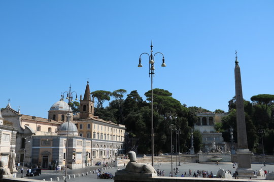 View to Piazza del Popolo in Rome, Italy