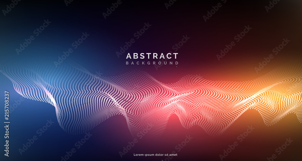 Poster Abstract background with dots lines. Vector particles. Halftone wavy line For business, science, technology design