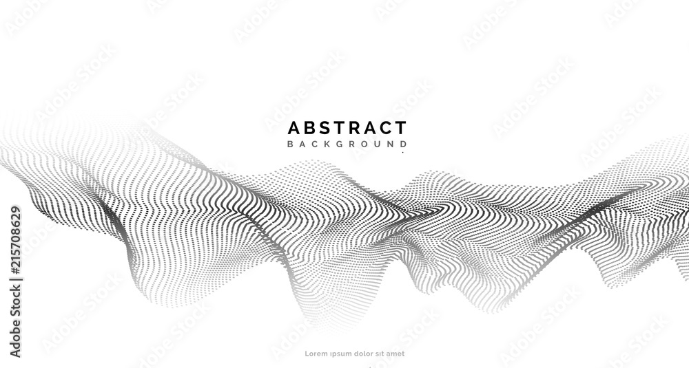 Poster Abstract background with dots lines. Vector particles. Halftone wavy line For business, science, technology design