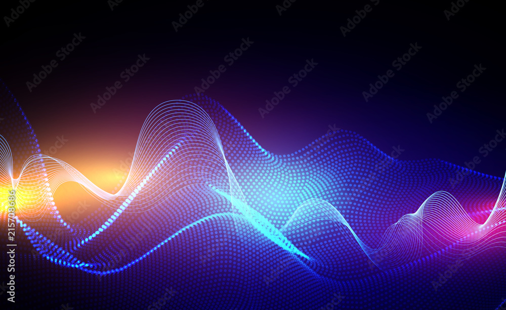 Aufkleber Abstract background with dots lines. Vector particles. Halftone wavy line For business, science, technology design