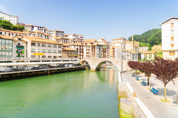 view of Ondarroa historical old town, Pais Vasco Spain