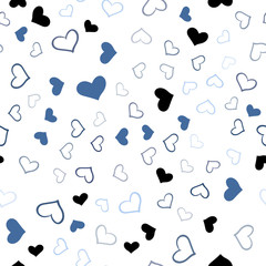 Fototapeta na wymiar Light BLUE vector seamless background with hearts.