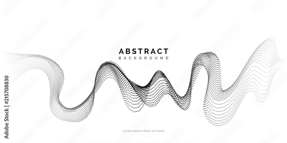 Poster Abstract background with dots lines. Vector particles. Halftone wavy line For business, science, technology design