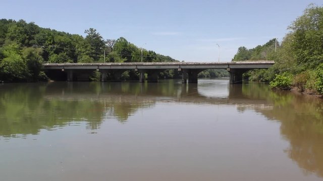 Georgia, Riverside Park, A View Of Roswell Road Bridge Crossing The Chattahoochee River