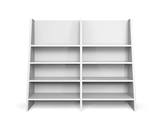 Inclined promotion shelving mockup. Isolated vector retail product stand with shelf.