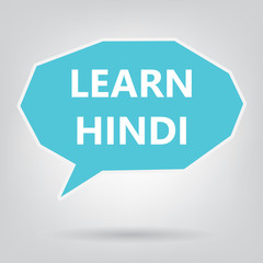 learn hindi written on speech bubble- vector illustration