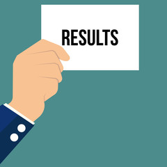 Man showing paper RESULTS text 