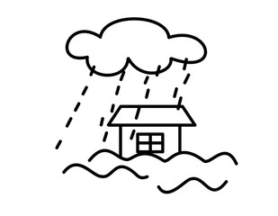 家雲雨洪水(線画)