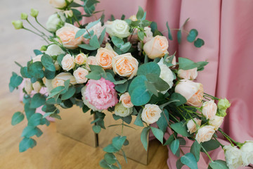 Wedding table decorated with flowers