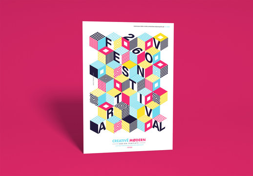 Flyer Layout with Isometric Cubes
