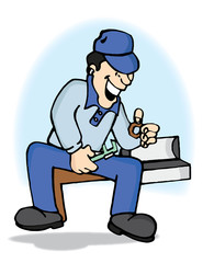 Hombre trabajador herramientas