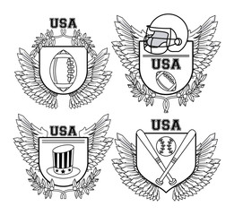 Set of USA emblem collection vector illustration graphic design vector illustration graphic design