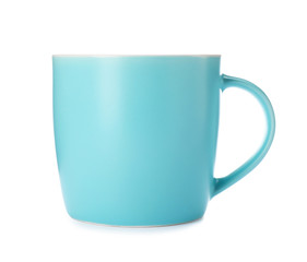 Color ceramic cup isolated on white